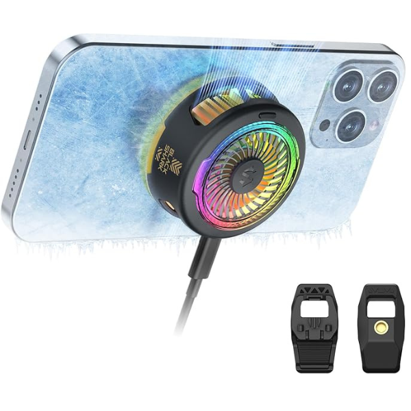 Top 5 mobile phone cooling fans for gamers in 2025, including Black Shark FunCooler 5, Neveika dual cooling fan, YANISM with temperature display, ACEDAYS RGB cooler, and CHONCHOW magnetic cooler for large devices.