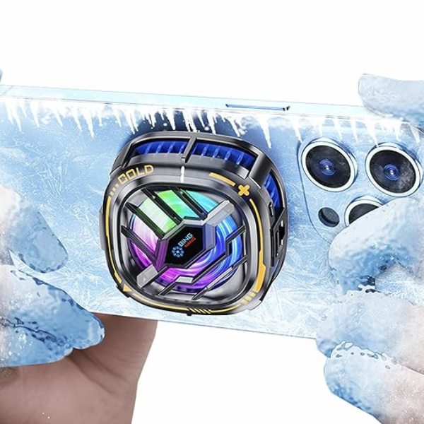 Top 5 mobile phone cooling fans for gamers in 2025, including Black Shark FunCooler 5, Neveika dual cooling fan, YANISM with temperature display, ACEDAYS RGB cooler, and CHONCHOW magnetic cooler for large devices.