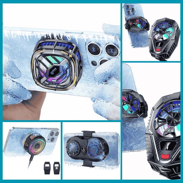 Top 5 mobile phone cooling fans for gamers in 2025, including Black Shark FunCooler 5, Neveika dual cooling fan, YANISM with temperature display, ACEDAYS RGB cooler, and CHONCHOW magnetic cooler for large devices.