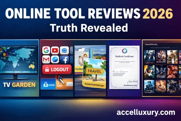 Online tool reviews 2026 thumbnail featuring popular websites and Accelluxury.com