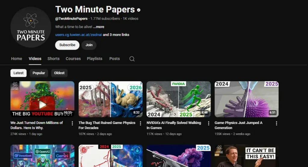 Two Minute Papers explaining AI research